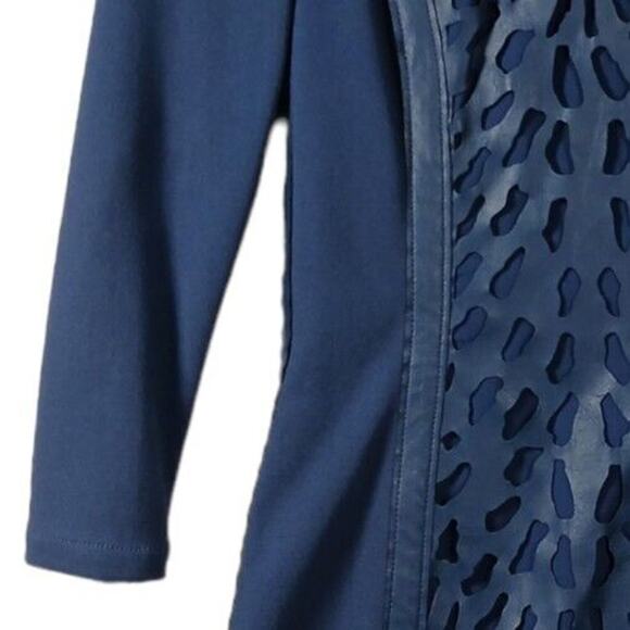 Tracy Reese Womens Sz 2 Navy Shift Dress With Cutout Overlay Details - Picture 3 of 10